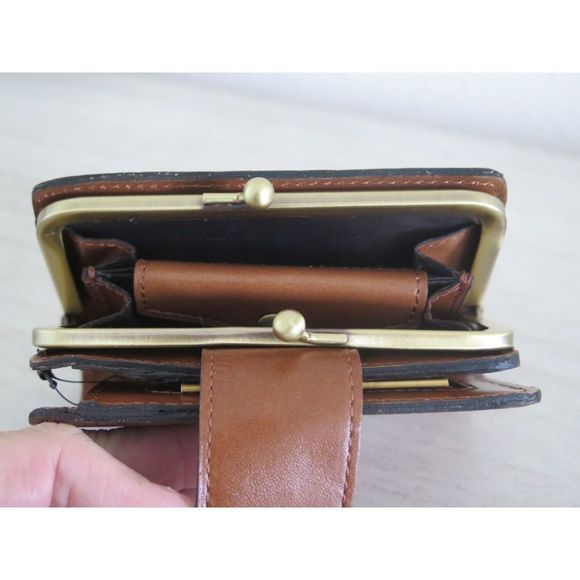 Patricia Nash S1430818 Riot Rust Iberia Signature Map Print Leather Wallet $120 - Picture 8 of 9